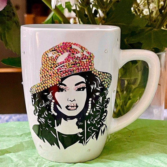 Coffee tea bling rhinestone mug handcrafted New - Picture 1 of 5
